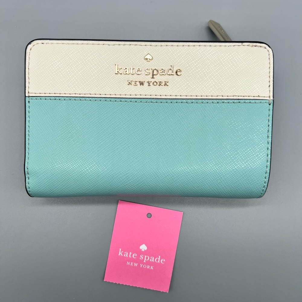 Kate Spade Aqua and Cream Wallet bi-fold wallet